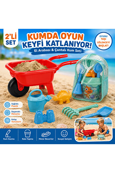 Cici Oyuncak Oyuncak El Arabası ve Çantalı Kova Kum Seti 2'li Plaj Oyuncak Se...