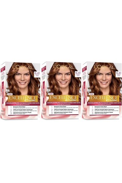 L'Oreal Paris Excellence Saç Boyası 6.41 Fındık Kahve 3'lü Set