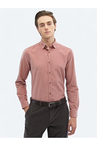 Kip Pink Corduroy Regular Fit Woven Velvet Casual 100% Cotton Shirt