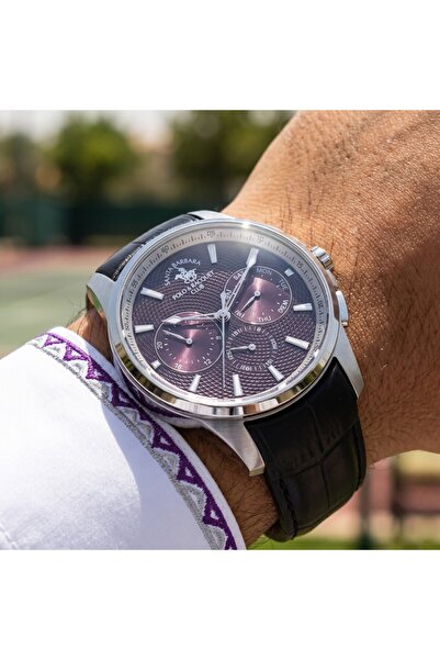 Santa Barbara Polo & Racquet Club Legend Black Genuine Leather Watch for Men ...