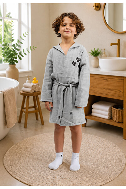 Mummys Love Girl Boy Baby Kids Bathrobe Muslin Fabric Soft Bathrobe with Belt