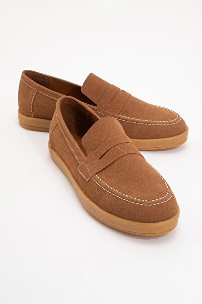 by selvi Lukka Shoes Freya Men's Tan Leather Powder Loafer Shoes