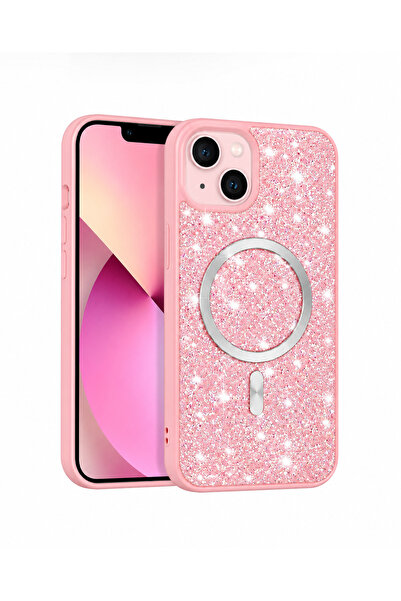 mopal kılıf iPhone 13 / 14 MagSafe Özellikli Taş Kabartmalı Lime Silikon Kılıf