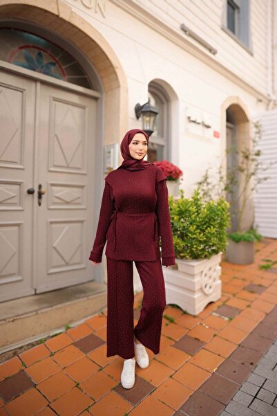 Bwest Lace Belt Detailed Stoned Double Hijab Tracksuit Set - (38-46) - 71366 ...