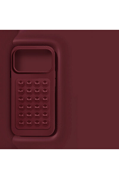 Choice iPhone 16 Pro wine red Silicone Suction Cup Holder Case For iPhone 16 ...