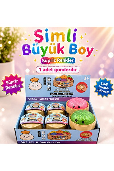 Valente Glow Büyük Boy Simli Squishy Çin Mantısı Sıkılabilir Stres Oyuncağı