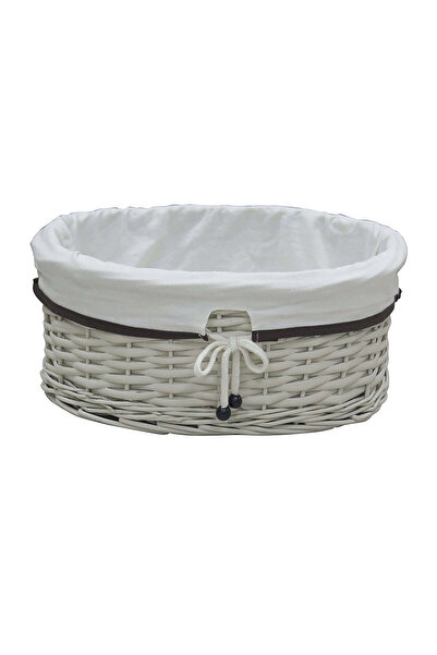 Koçtaş Plus Bağcıklı Ekru Oval Saklama Sepeti 40x32x