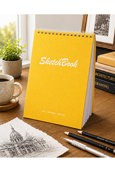 Pagos Yayınları A5 Hard Cover Sketchbook 200 Gr. 30 Sheets (60 Pages) 14.8 X ...