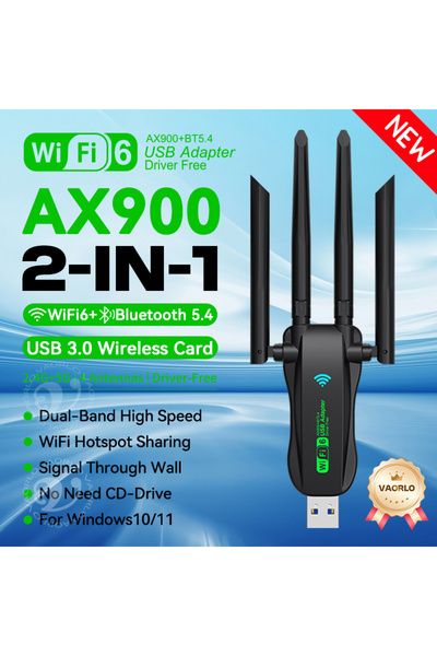 Choice محول لاسلكي WiFi6 BT5.4 WIFI6 AX900 USB WiFi Bluetooth 5.4 ثنائي النطا...