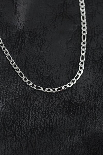 Inure Jewelry سلسلة فيجارو رفيعة من الفولاذ 316L باللون الفضي للرجال