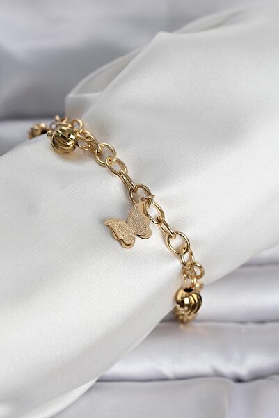 Inure Jewelry 316L Steel Gold Color Butterfly and Doric Women's Bracelet