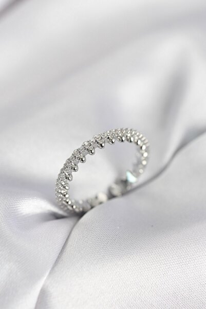 Inure Jewelry خاتم نسائي موديل حجر الزركون الفضي اللون