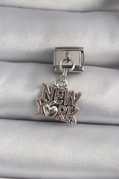 Inure Jewelry 316L Steel Silver Color Dangle New York Lettering Model Nominat...