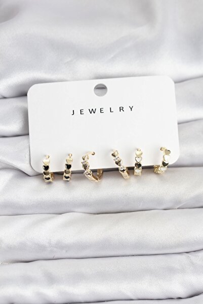 Inure Jewelry طقم أقراط نسائية من النحاس الذهبي بتصميم بسيط مع تفاصيل على شكل...
