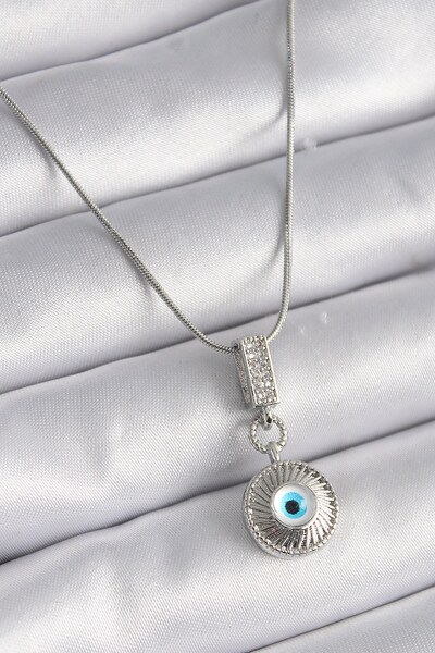 Inure Jewelry 316L الصلب الفضة اللون الزركون حجر عين الشر الخرز نموذج قلادة ا...