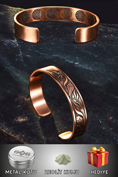 OSMANLI GÜMÜŞ Men's and Women's Copper Bracelet - Copper Bracelet with Flower...