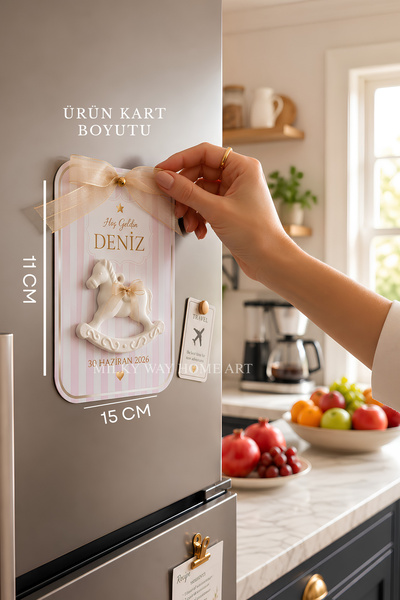 Milky Way Home Art Kişiye Özel Yenidoğan Magneti | Hoş Geldin Bebek Hediyeliğ...