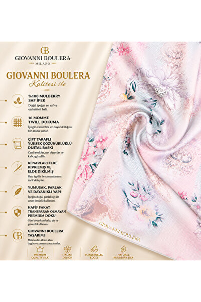 Giovanni Boulera Lila Renklerle Tasarlanmıs Çiçek Desenli MulberryTwill İpek ...