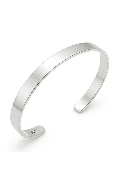 Inure Jewelry Gümüş Düz Erkek Kelepçe Bilezik