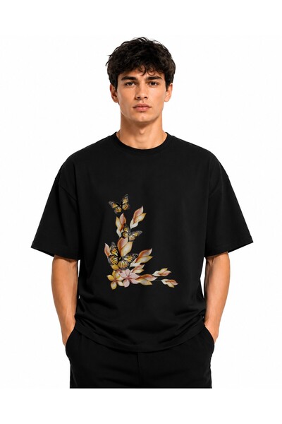 Inscriptie Tricou Unisex Bumbac Premium Casual " Butterfly page border "