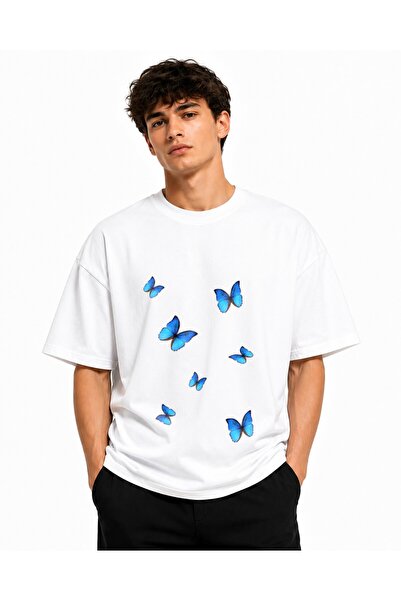 Inscriptie Ουνισέξ Βαμβακερό T-Shirt Υψηλής Ποιότητας  "Πεταλούδες σε Πτήση "