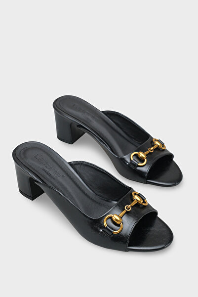 Capone Outfitters Melloney Medium Heeled Women's Slippers with Metal Buckle a...