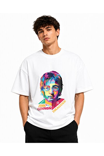 Inscriptie Ουνισέξ Βαμβακερό T-Shirt Υψηλής Ποιότητας  "Τζον Λένον "