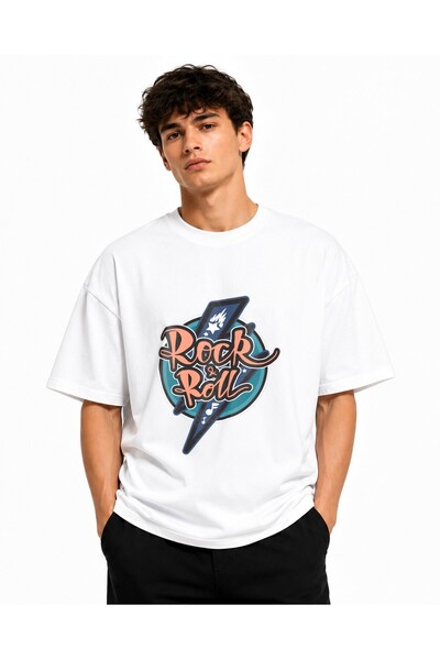 Inscriptie Tricou Unisex Bumbac Premium Casual " Rock & Roll "