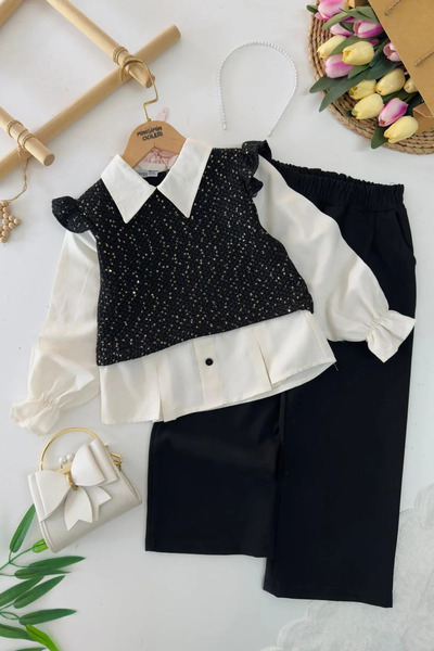Minigimin Cicileri My Little Girl's Sequin Knitwear Detailed 2-Piece Set for ...