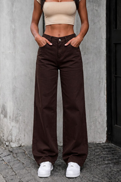 alanora Women's High Waist Stretch Fabric Wide-Leg Palazzo Jeans