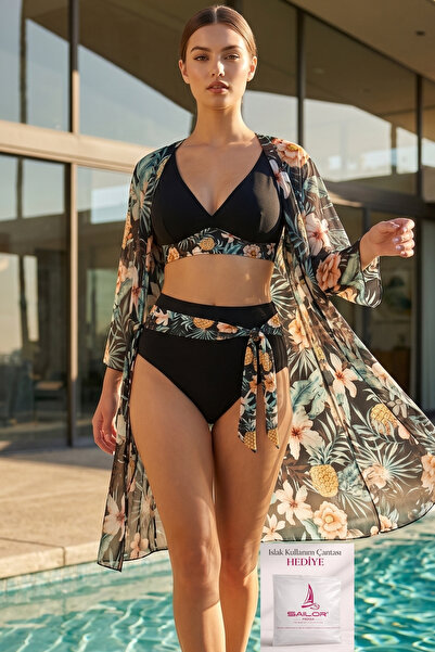 SAILOR moda Kaftan Pareolu Yüksek Bel bikini Takım