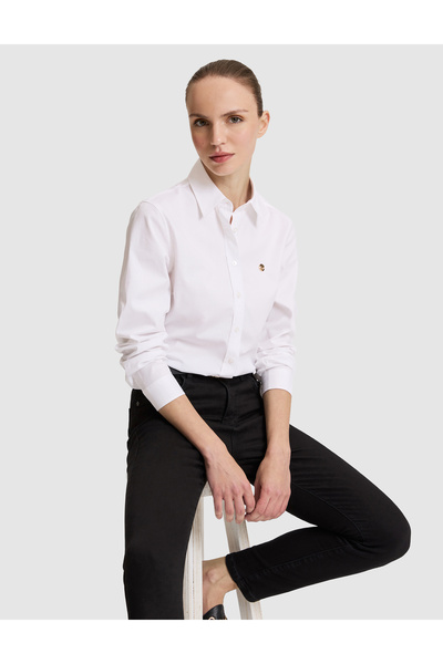 Pierre Cardin White Slim Fit Cotton Basic Shirt 50328627-Vr013