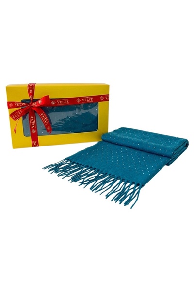 velve Esarfa dama Cashmere Sparkle, pentru femei, in cutie eleganta, turcoaz