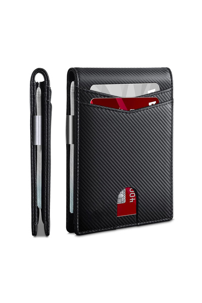 Choice5 Small Carbon Black Rfid Carbon Fiber Luxury Men Wallets Money Bag Sli...