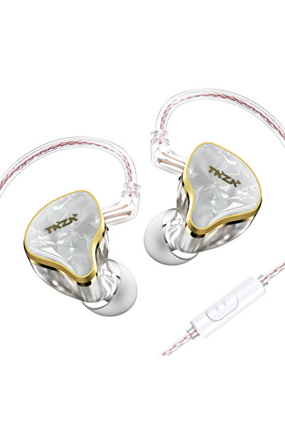 Choice White with mic TKZK TK02 Tesla Dual Magnetic Circuit DD Wired Headphon...