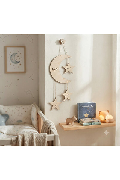 afralya home Bebek Çocuk Odası Aksesuar Ay Yıldız Oda Aksesuarı Askılı Hilal Süs
