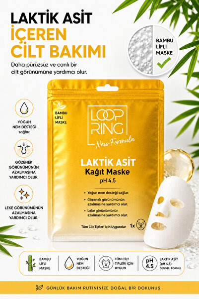 Loopring Cosmetic 3-Pack Love Skin Silk Touch Mask Lactic Acid Bamboo Paper F...