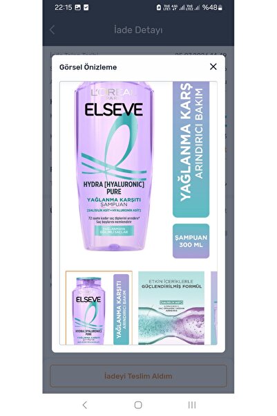 L'Oreal Paris Loreal Paris Elseve Hydra Pure Şampuan 300 ML