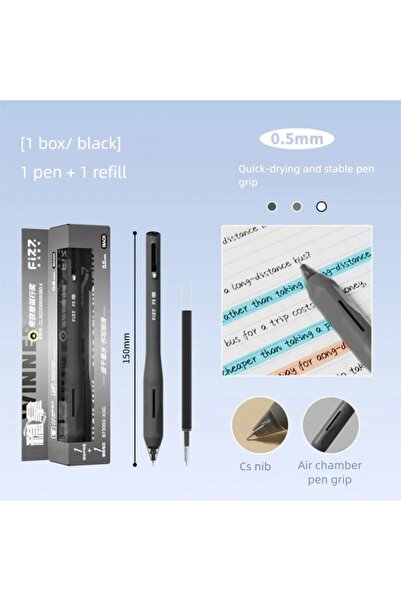 Choice Black 1Pen 1Ink Ergonomic Design Gel Pen 0.5mm Black CS Nib Dual-Bead ...