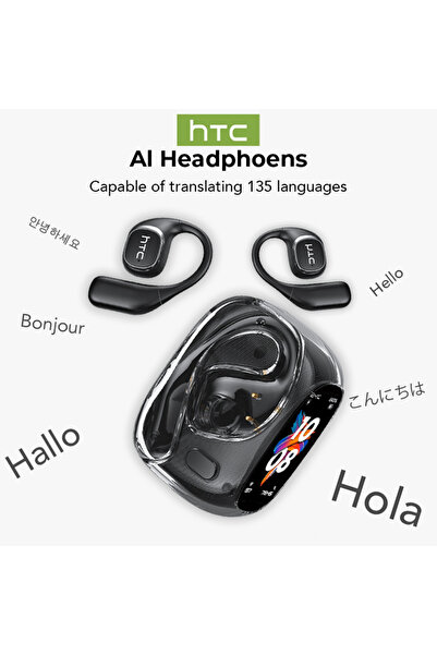 Choice Black AI HTC NE11 Earphones Bluetooth V6.0 AI Translator Earbuds Open-...