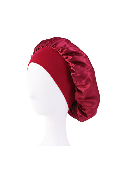 Choice6 Burgundy New Satin Wide Brim Nightcap Silky Bonnet Hair Wrap for Slee...