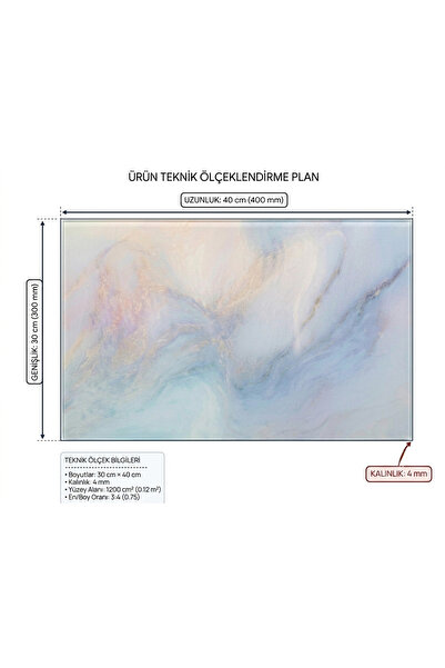 Saban 30X40Cm - Ezgi Marble Look - Glass Cutting Board