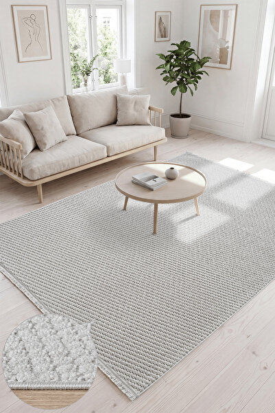 SANRUGS Home & Living VENEDİK Kaymaz Taban ve Püsküllü, Modern Tarz Dokuma Ma...