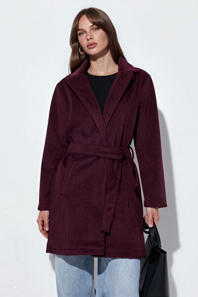 Hiccup Bdart Belted Midi Coat with Jacket Collar