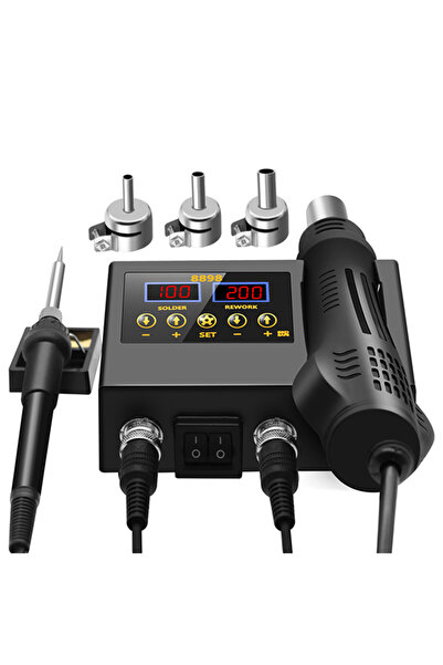 Choice محطة لحام 8898 SMD لإعادة العمل 2 في 1 مكواة لحام بالهواء الساخن وشاشة...