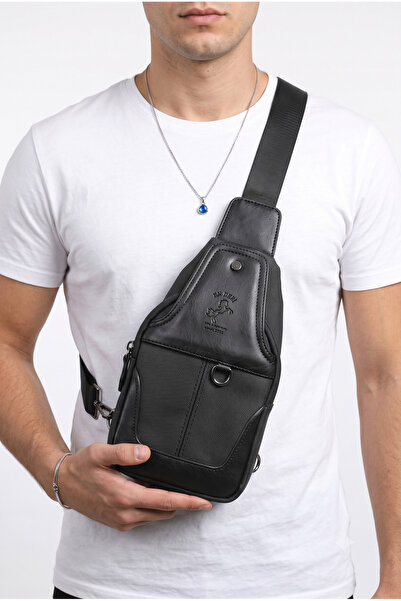 en deri Black Canvas Men's Shoulder Bag - Casual Crossbody Messenger Bag