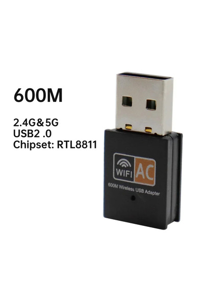 choice2 محول واي فاي USB ثنائي النطاق 2.4 جيجاهرتز/5 جيجاهرتز بسرعة 600 ميجاب...