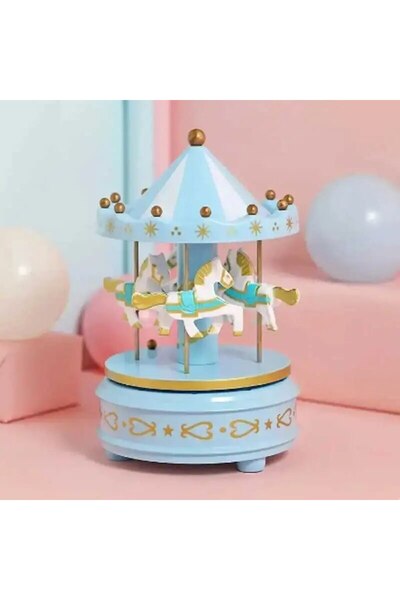 Choice Blue Carousel Music Box Cake Decorative Ornament Baby Birthday Gift To...