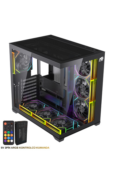 Next Gaming Alpha Neon 7x ARGB Fan Kumanda ve Kontrolcü ATX Boş Bilgisayar Ka...