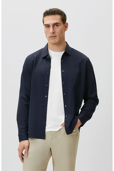 Network Slim Fit Lacivert Gömlek